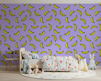 Papier peint imprimé banane pop jaune joyeux