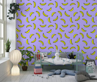 Papier peint imprimé banane pop jaune joyeux
