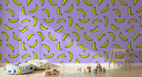 Papier peint imprimé banane pop jaune joyeux
