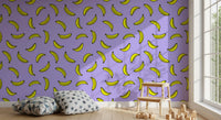 Papier peint imprimé banane pop jaune joyeux