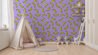Papier peint imprimé banane pop jaune joyeux
