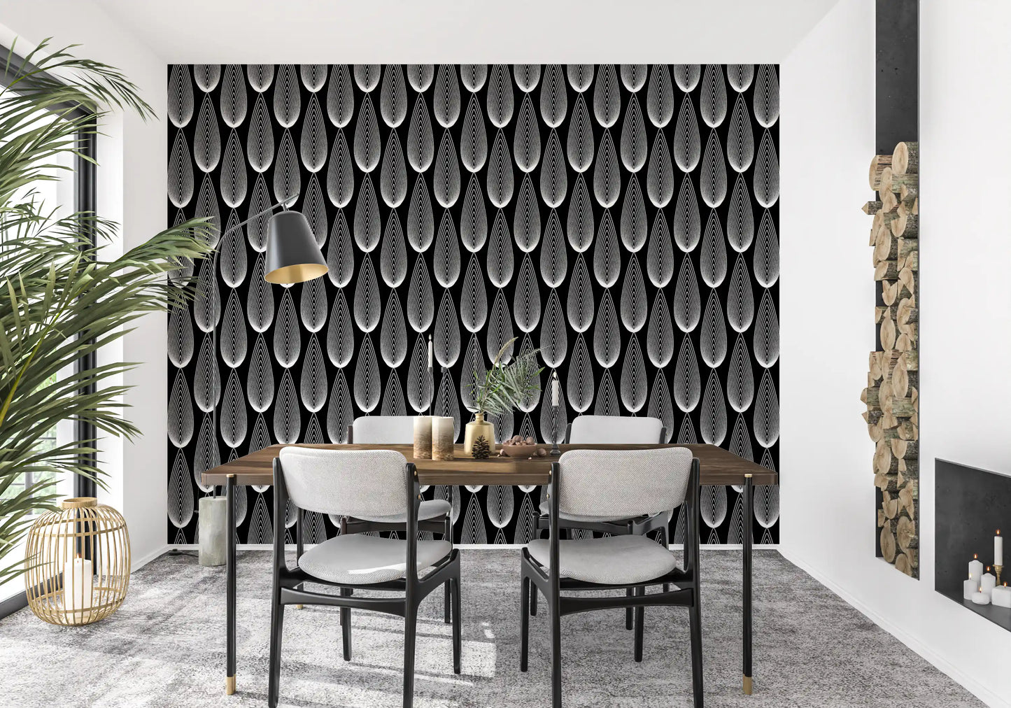 Papier peint à motif linéaire goutte d'eau minimaliste⁠