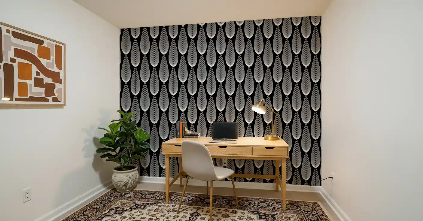 Papier peint à motif linéaire goutte d'eau minimaliste⁠