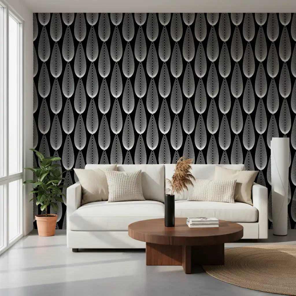 Papier peint à motif linéaire goutte d'eau minimaliste⁠