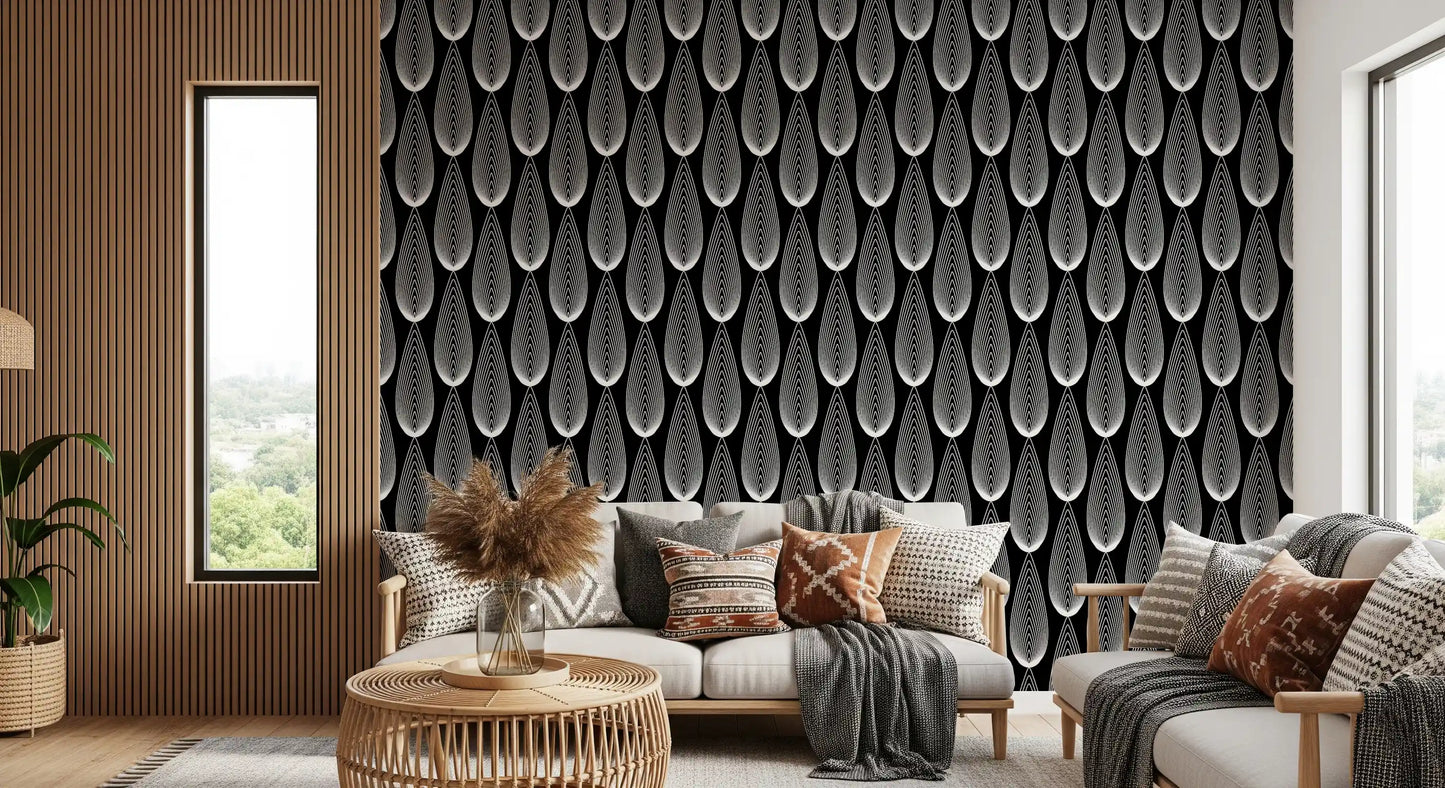 Papier peint à motif linéaire goutte d'eau minimaliste⁠