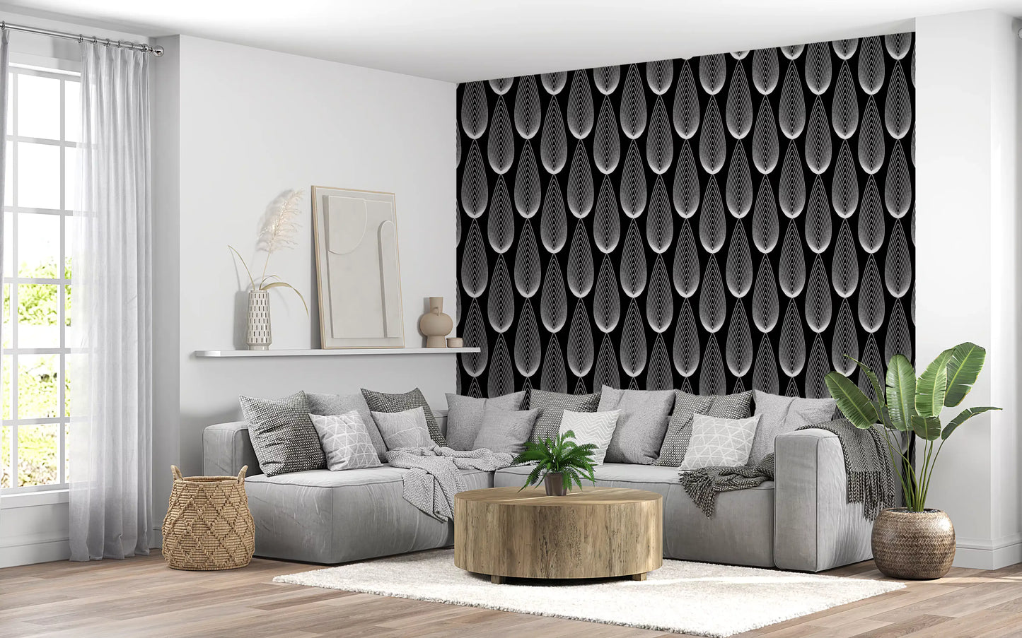 Papier peint à motif linéaire goutte d'eau minimaliste⁠