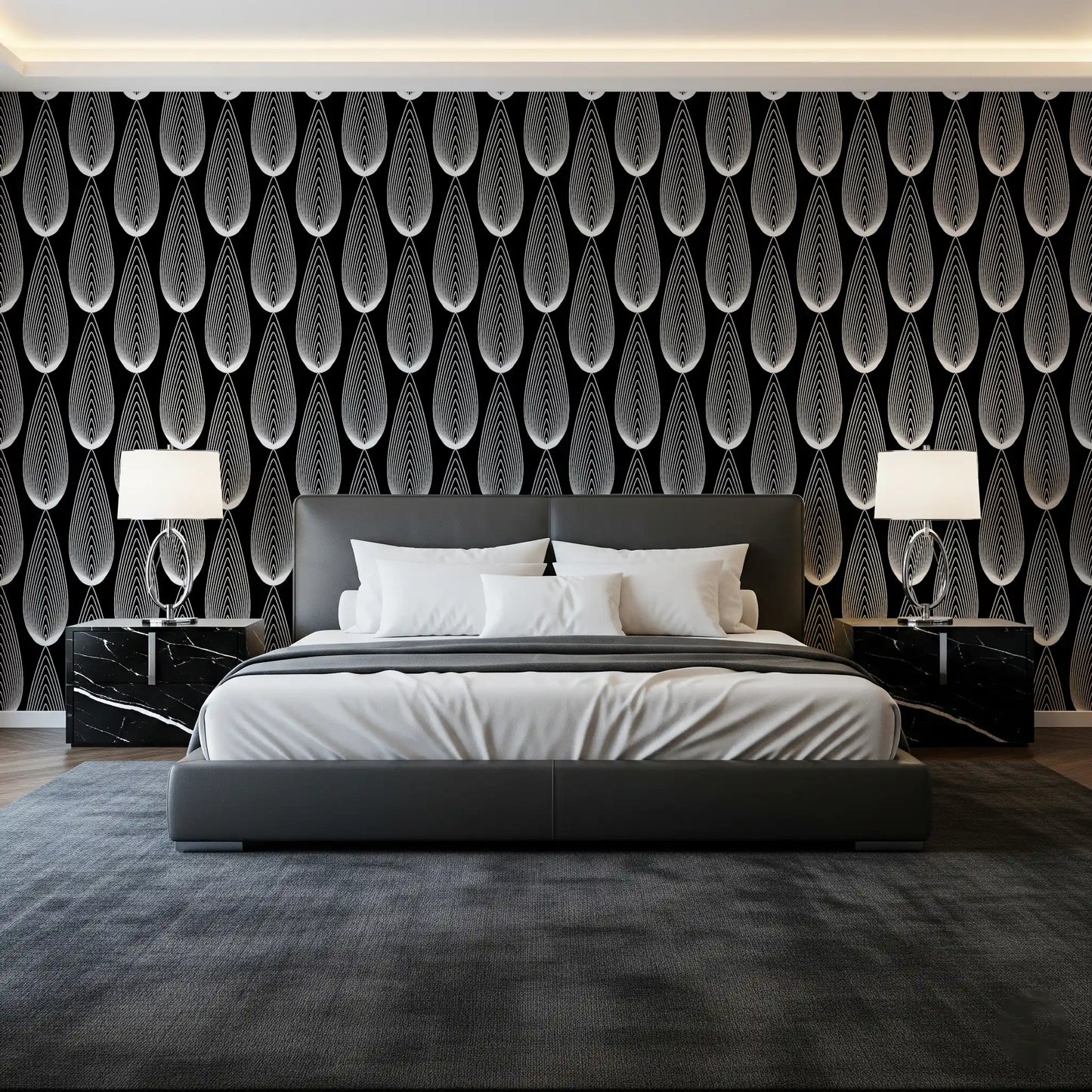 Papier peint à motif linéaire goutte d'eau minimaliste⁠