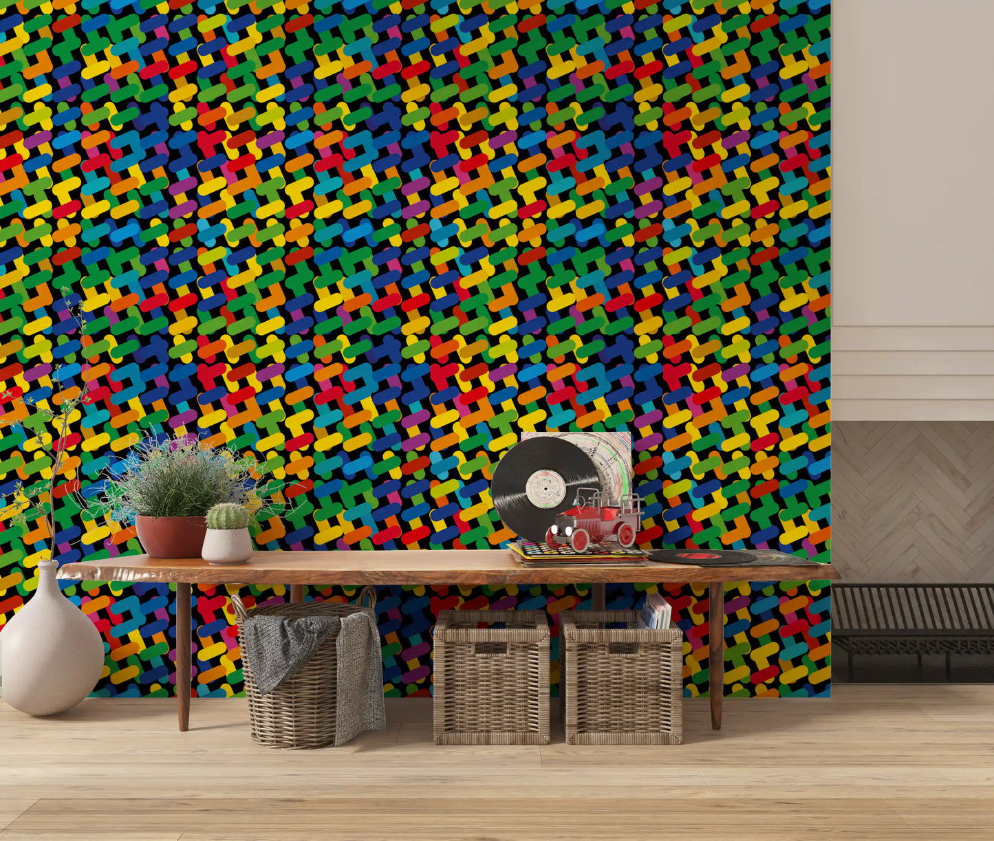 Abstrakt Farverigt Kapsel Mosaik Tapet