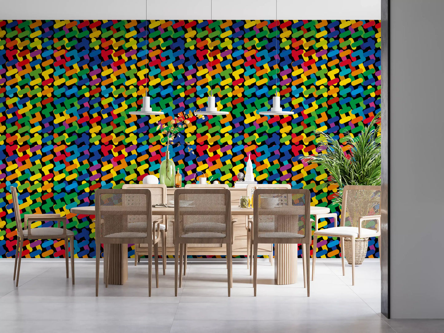 Abstrakt Farverigt Kapsel Mosaik Tapet