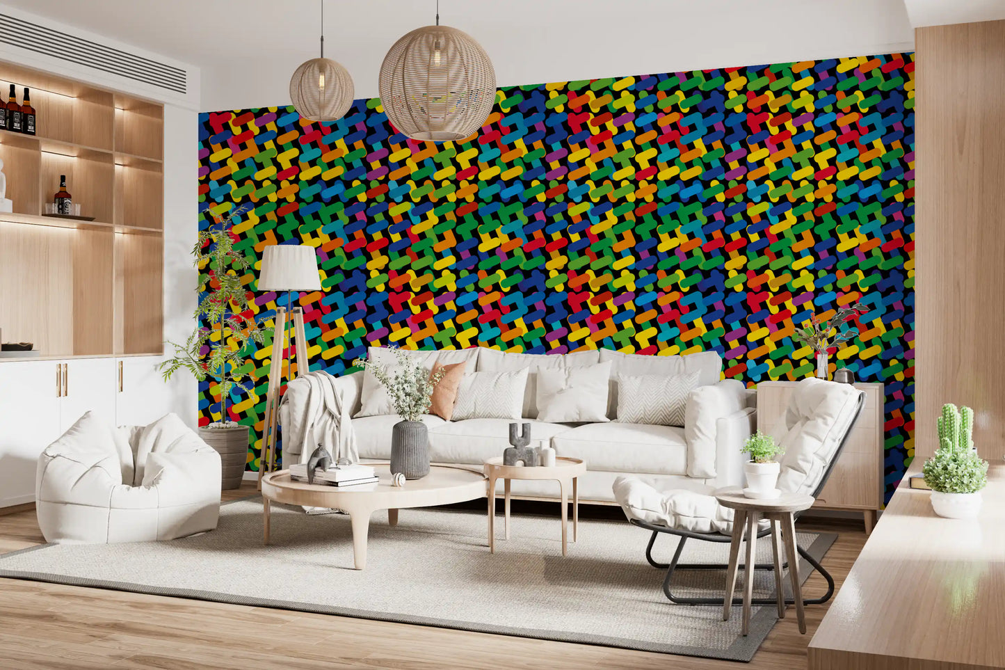 Abstrakt Farverigt Kapsel Mosaik Tapet
