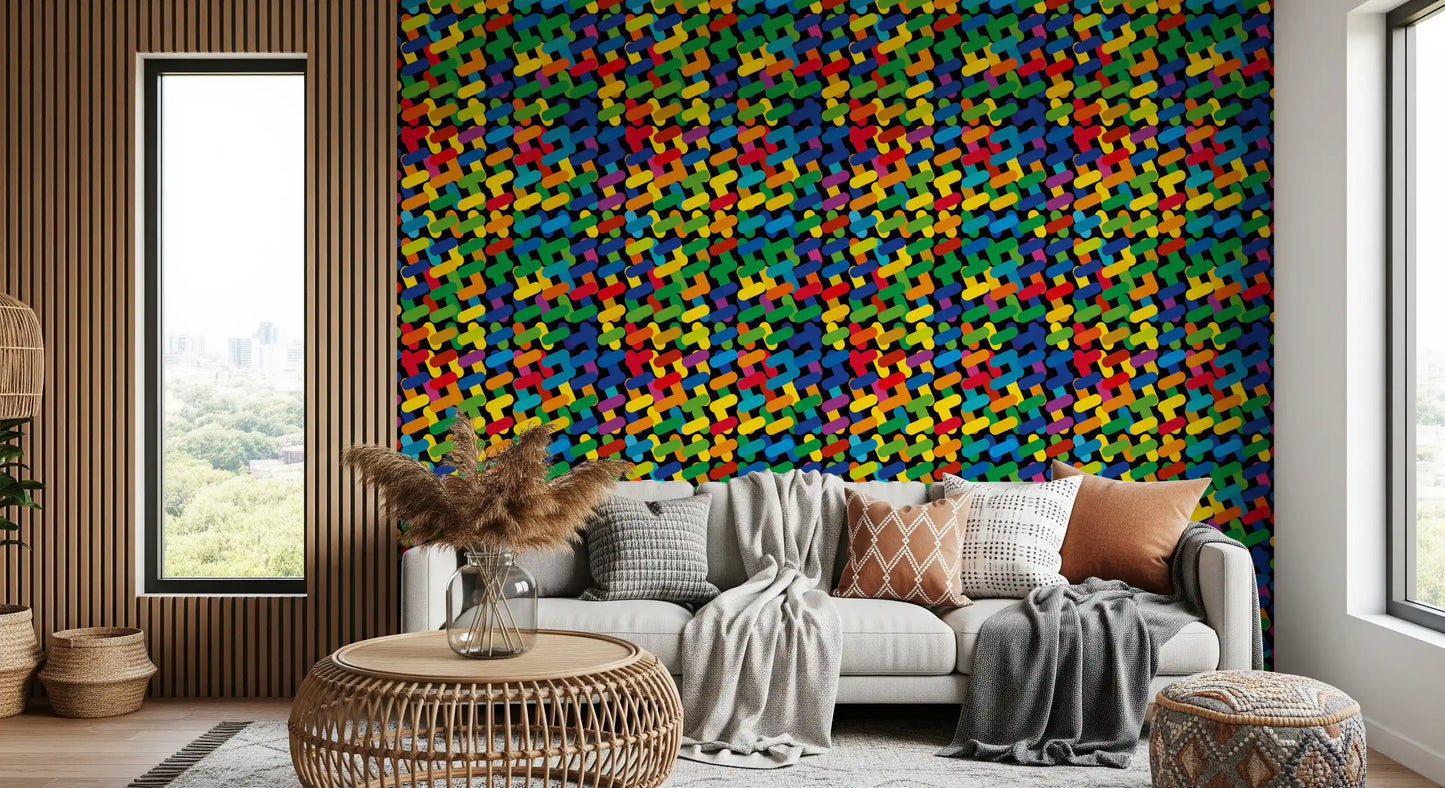 Abstrakt Farverigt Kapsel Mosaik Tapet