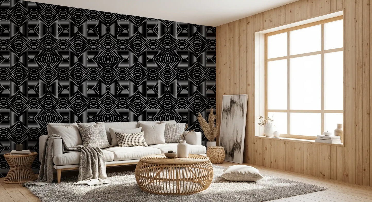 Minimalistisches Tapetenmuster mit linearem Bogen