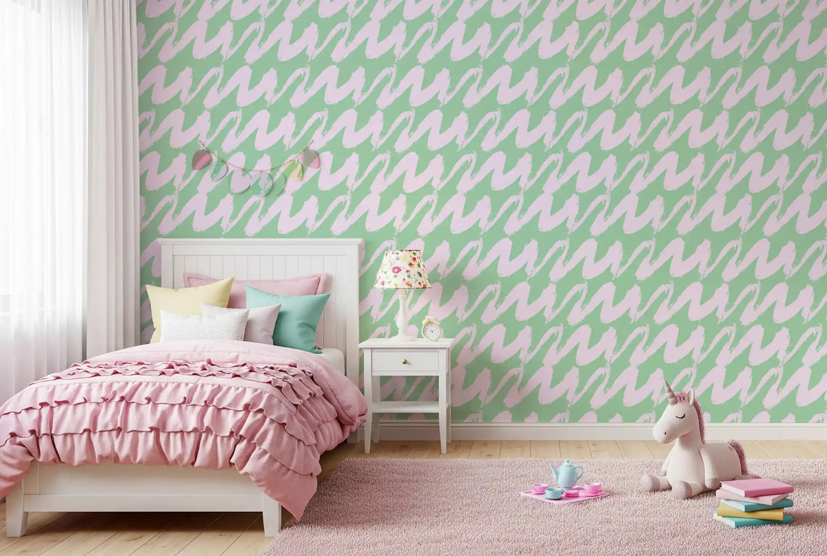 Playful lilac waves lift a kids' room in this wallpaper GD11710
