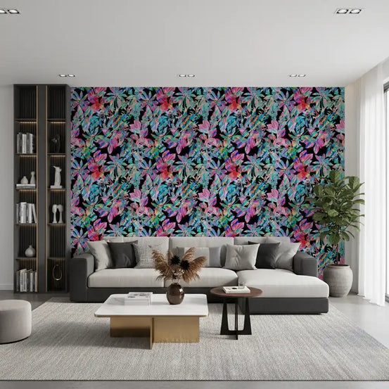 Papel tapiz de follaje tropical cromático