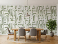 Sage Green Organisk Abstrakte Former Tapet