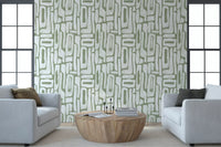 Sage Green Organisk Abstrakte Former Tapet