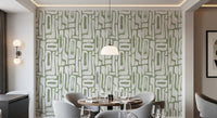 Sage Green Organisk Abstrakte Former Tapet
