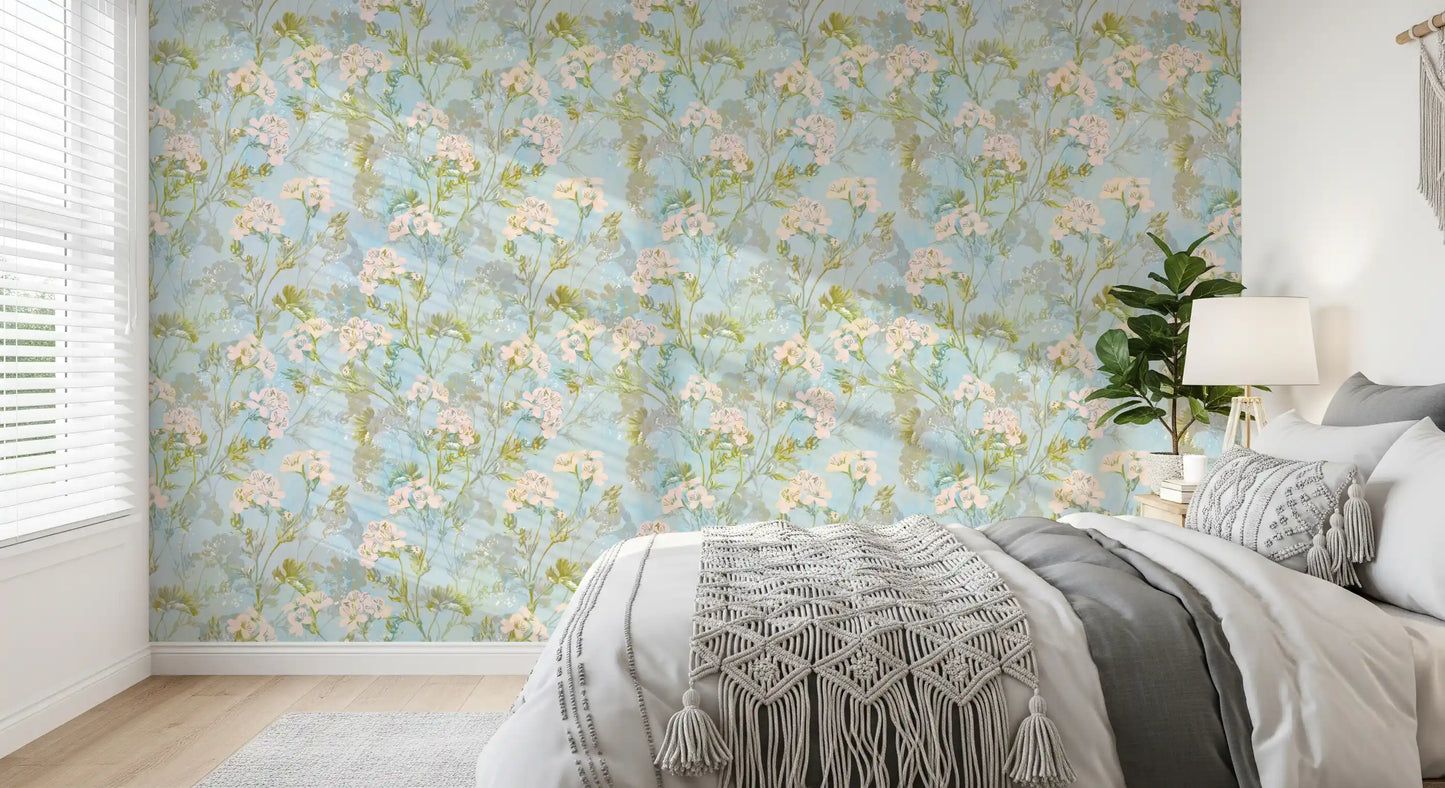 Mjukt akvarellängsflora tapet⁠