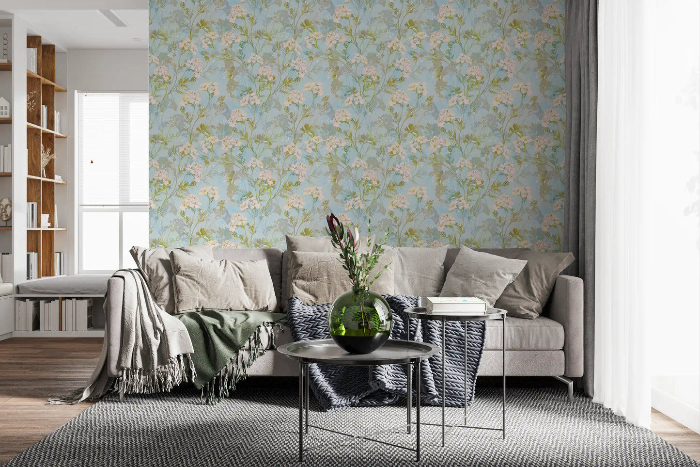 Mjukt akvarellängsflora tapet⁠