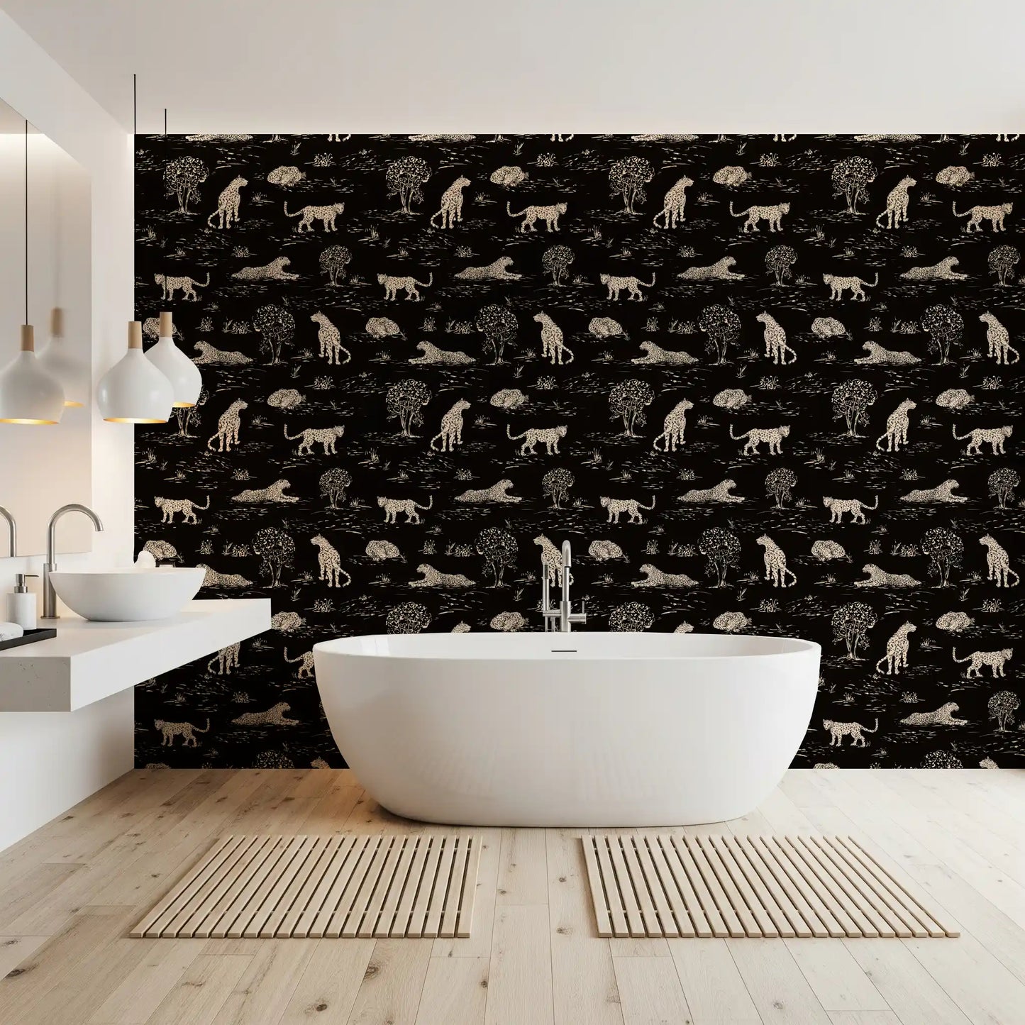 Leopard Skitse Savanne Tapet⁠
