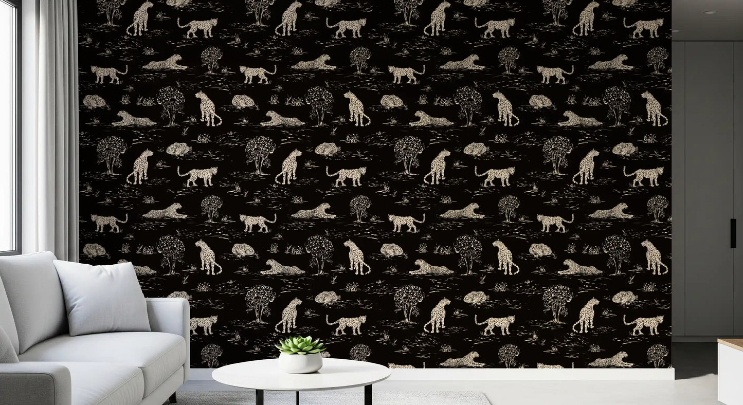 Leopard Skitse Savanne Tapet⁠