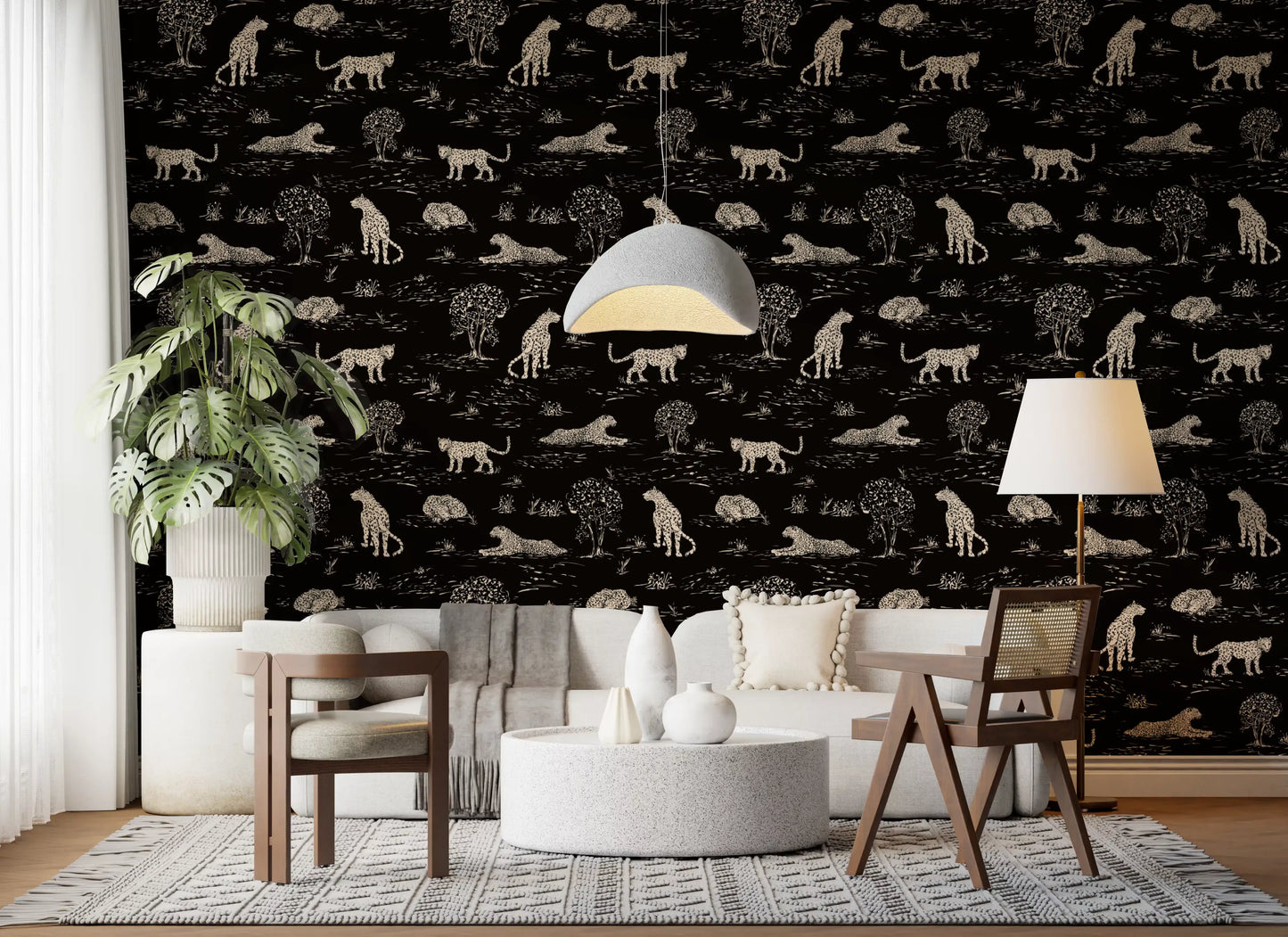 Leopard Skitse Savanne Tapet⁠