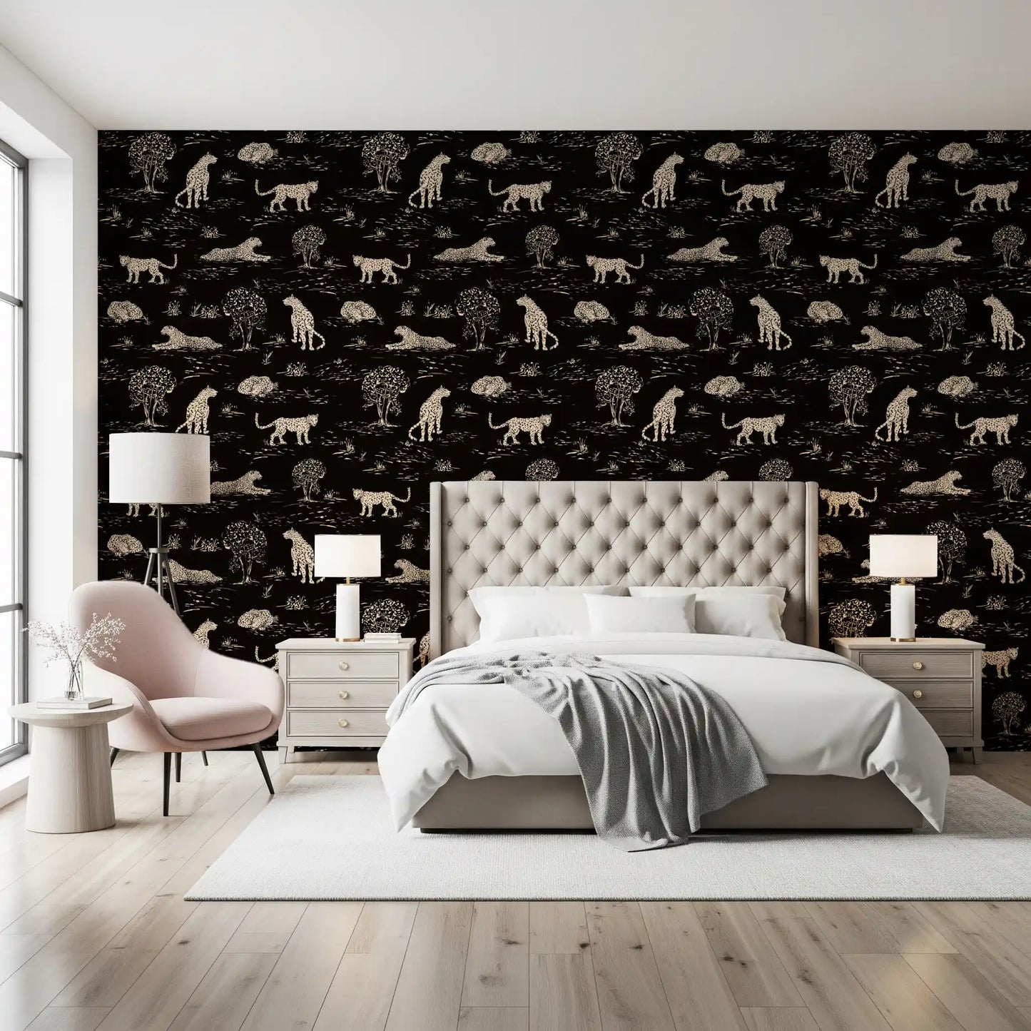 Leopard Skitse Savanne Tapet⁠
