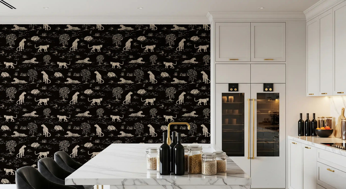 Leopard Skitse Savanne Tapet⁠