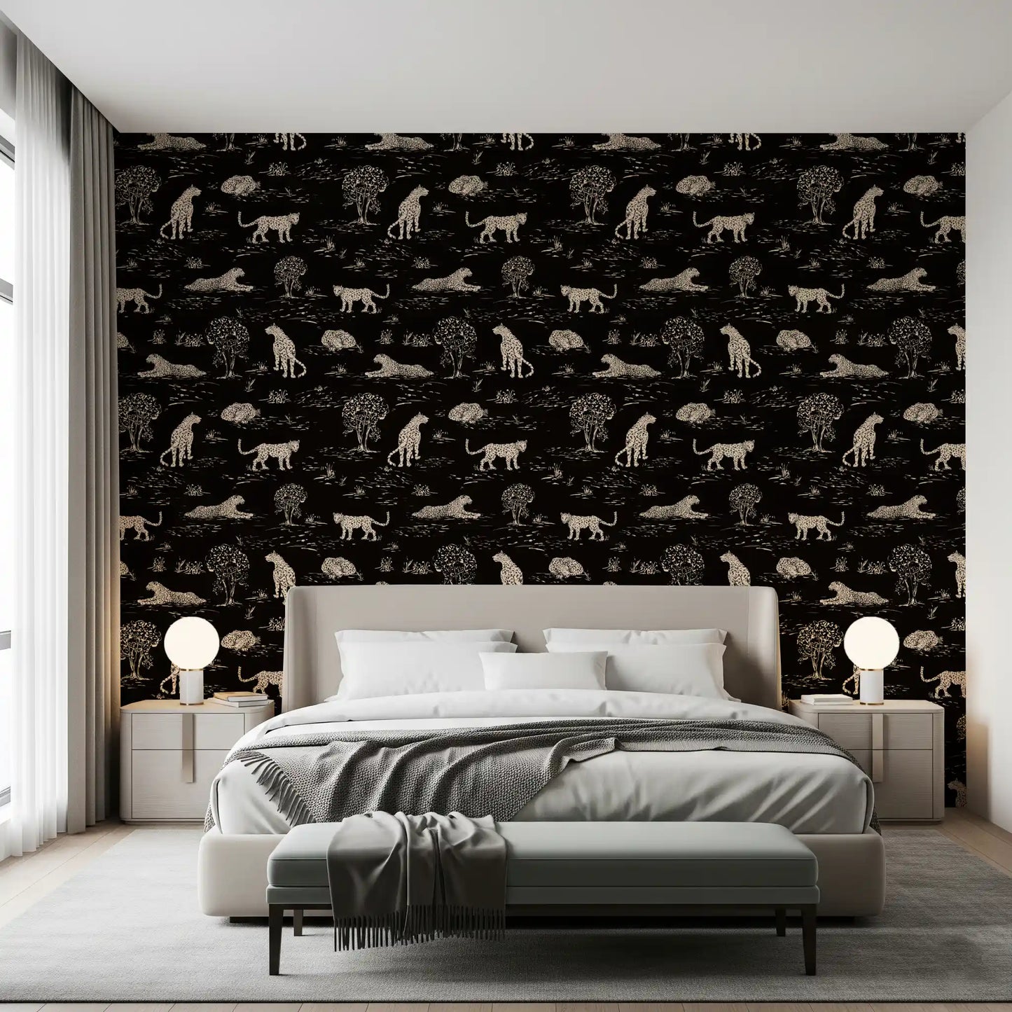 Leopard Skitse Savanne Tapet⁠