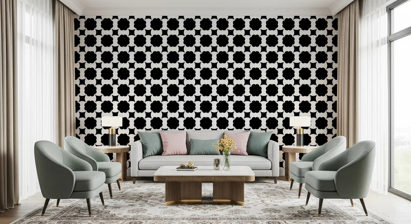 Monochrome Blumenranken Tapete