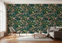 Tapete mit botanischem Blattsilhouetten-Motiv „Midnight Garden“