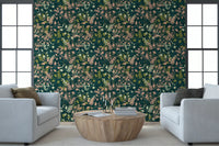Tapete mit botanischem Blattsilhouetten-Motiv „Midnight Garden“