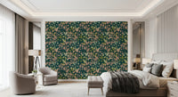 Tapete mit botanischem Blattsilhouetten-Motiv „Midnight Garden“