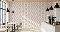 Soft Blush Hand-Painted Diamond Geometric Wallpaper⁠