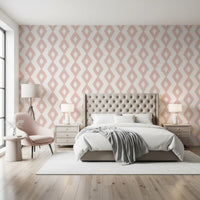 Soft Blush Hand-Painted Diamond Geometric Wallpaper⁠