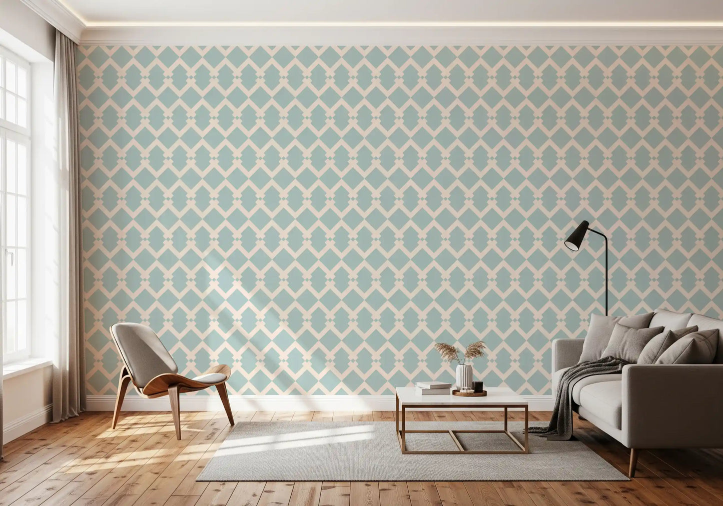 Nordic Interlocking Diamond Lattice Wallpaper⁠