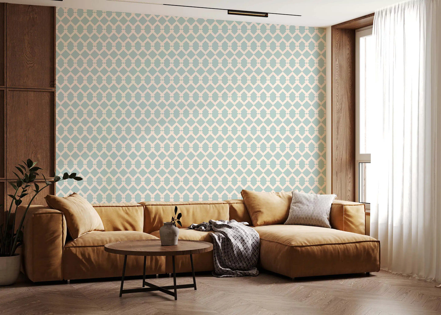 Nordic Interlocking Diamond Lattice Wallpaper⁠