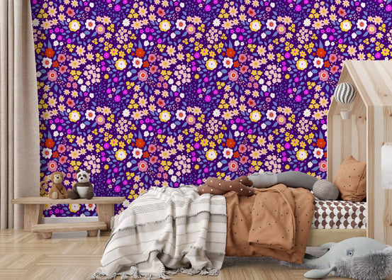 Boho eventyrlige blomsterblade tapet