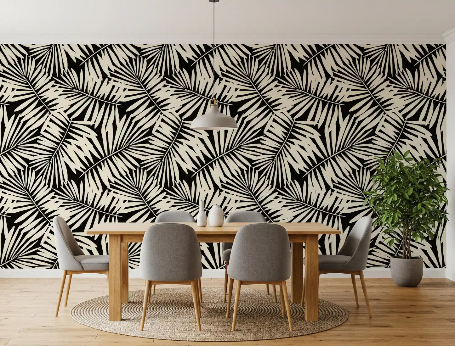 Minimalist Palm Leaf Monochrome Wallpaper⁠