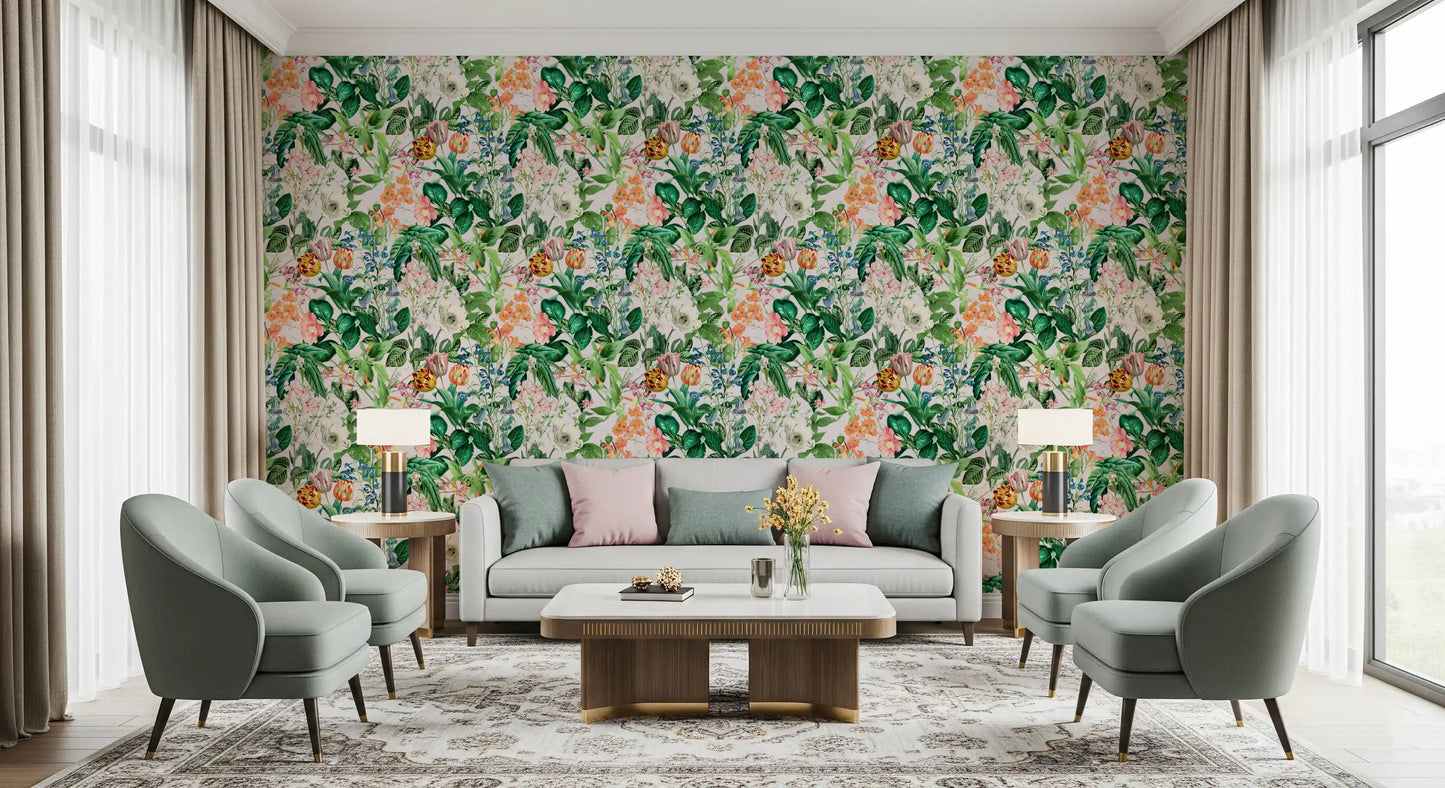Tapet med vintage botanisk haveillustration⁠