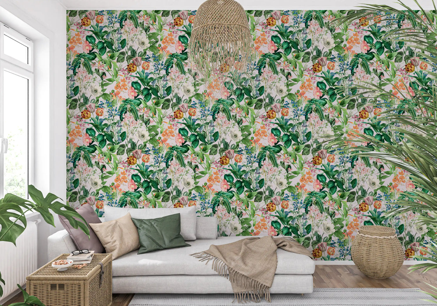 Tapet med vintage botanisk haveillustration⁠
