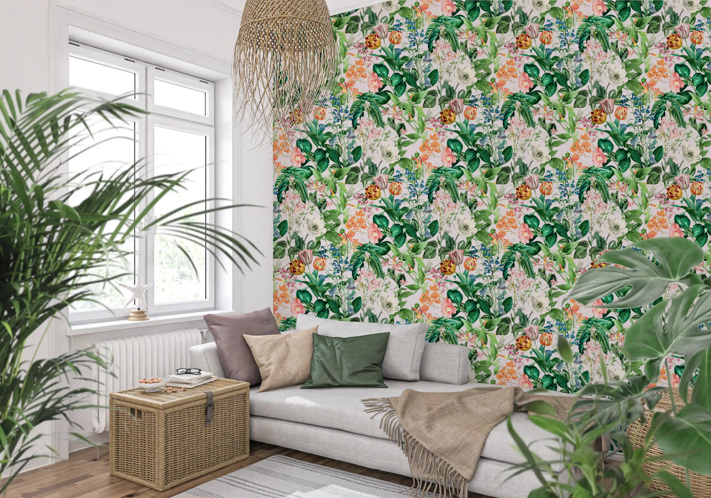 Tapet med vintage botanisk haveillustration⁠