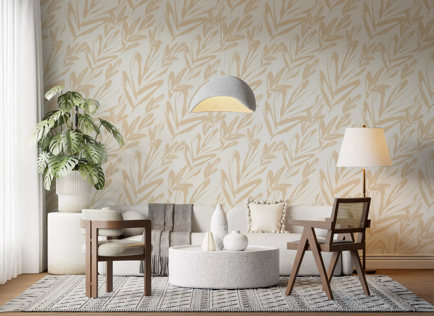 Minimalist Brushstroke Foliage Wallpaper⁠