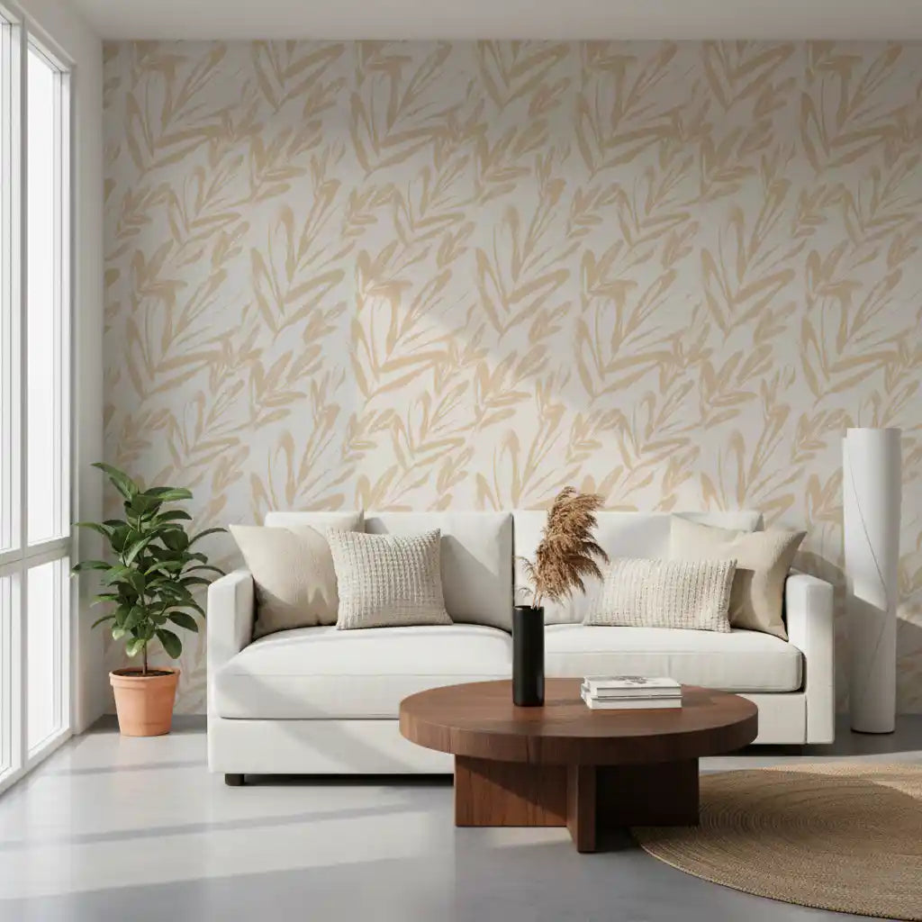 Minimalist Brushstroke Foliage Wallpaper⁠