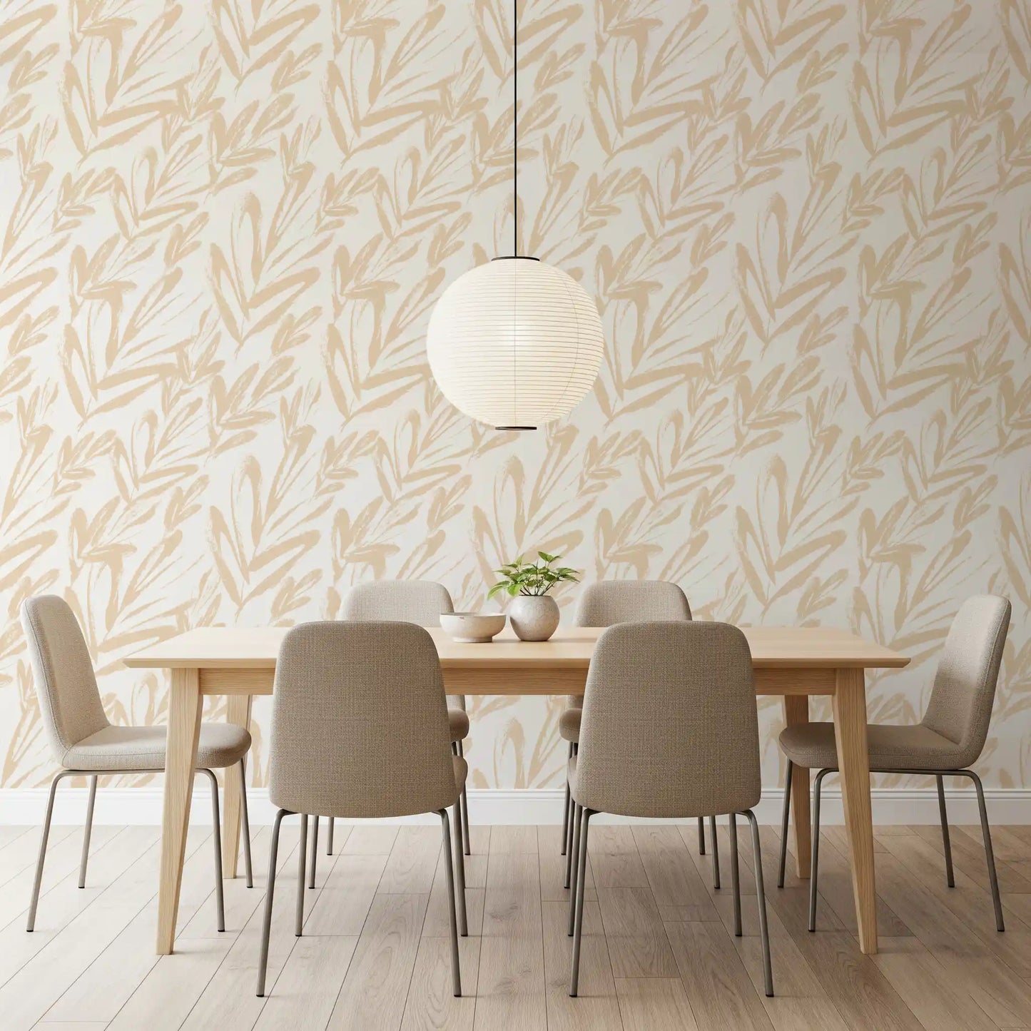 Minimalist Brushstroke Foliage Wallpaper⁠