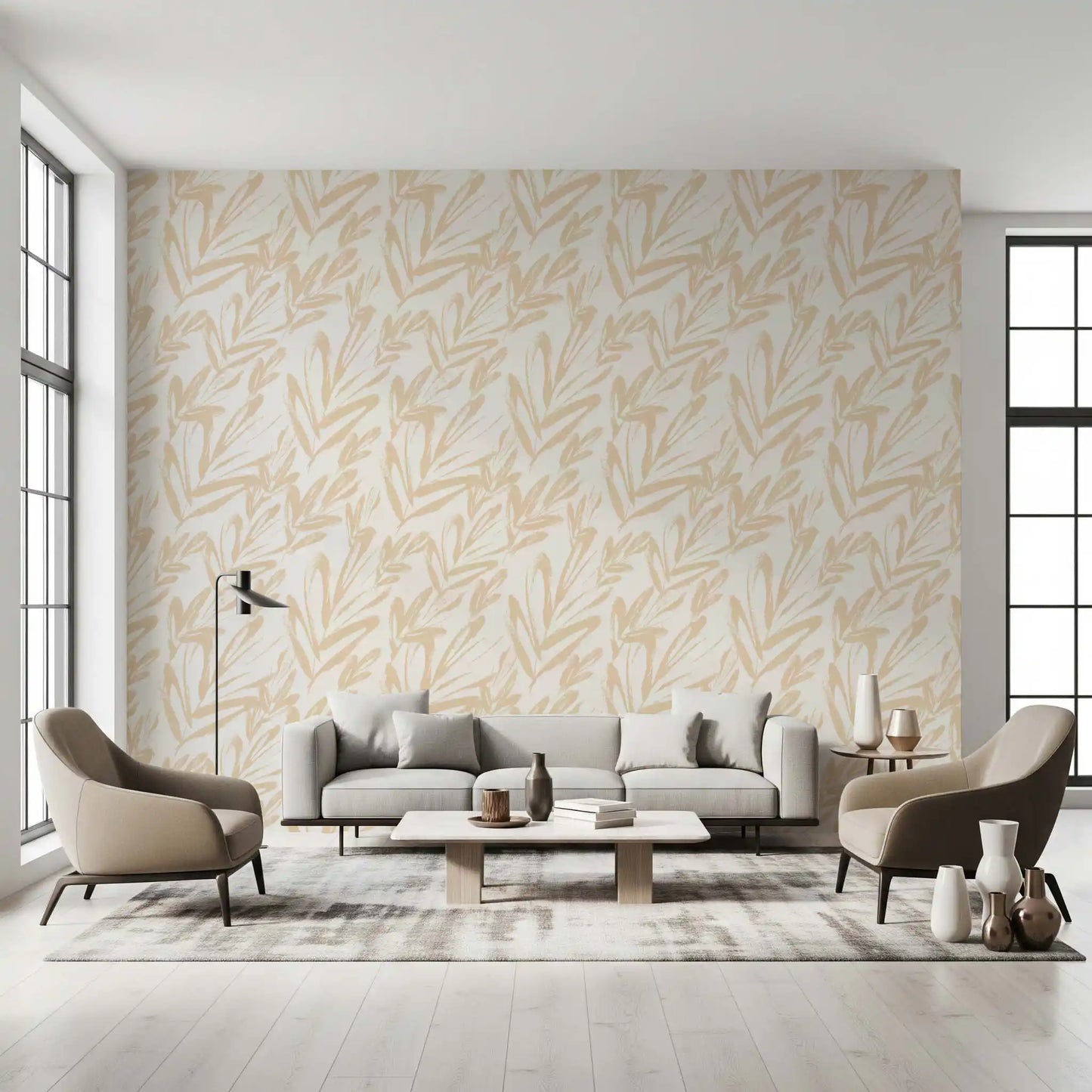 Minimalist Brushstroke Foliage Wallpaper⁠