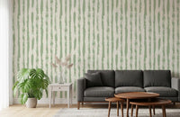 Sage Hand-Painted Vertical Stripes Wallpaper⁠