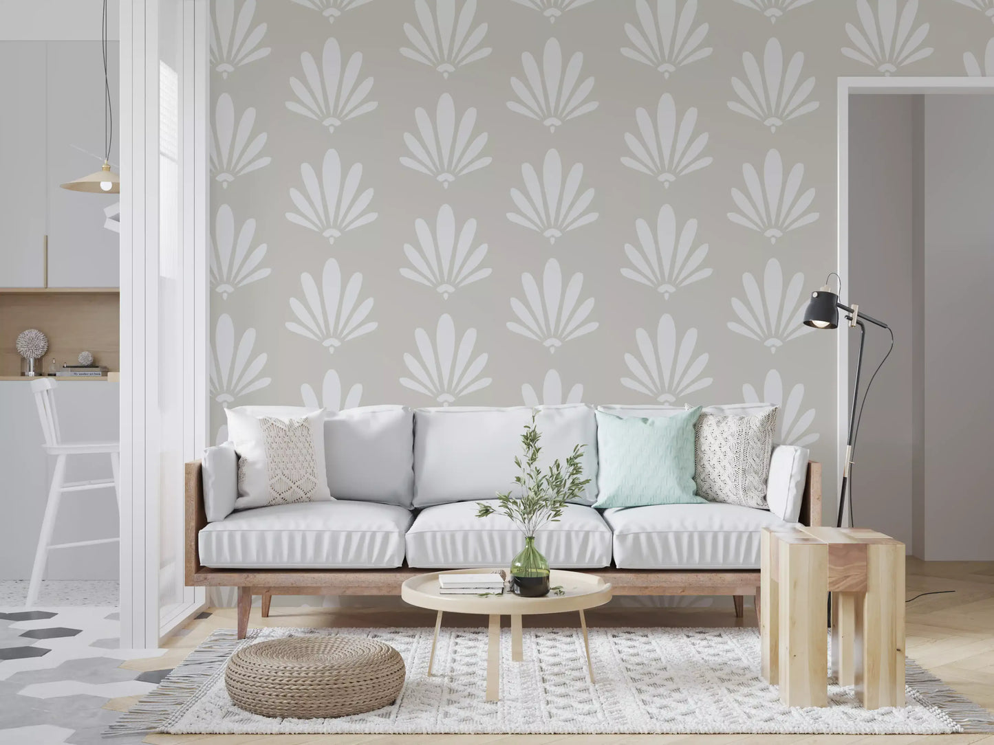 Minimalistisches Tapetenmuster mit Ventilator-Design