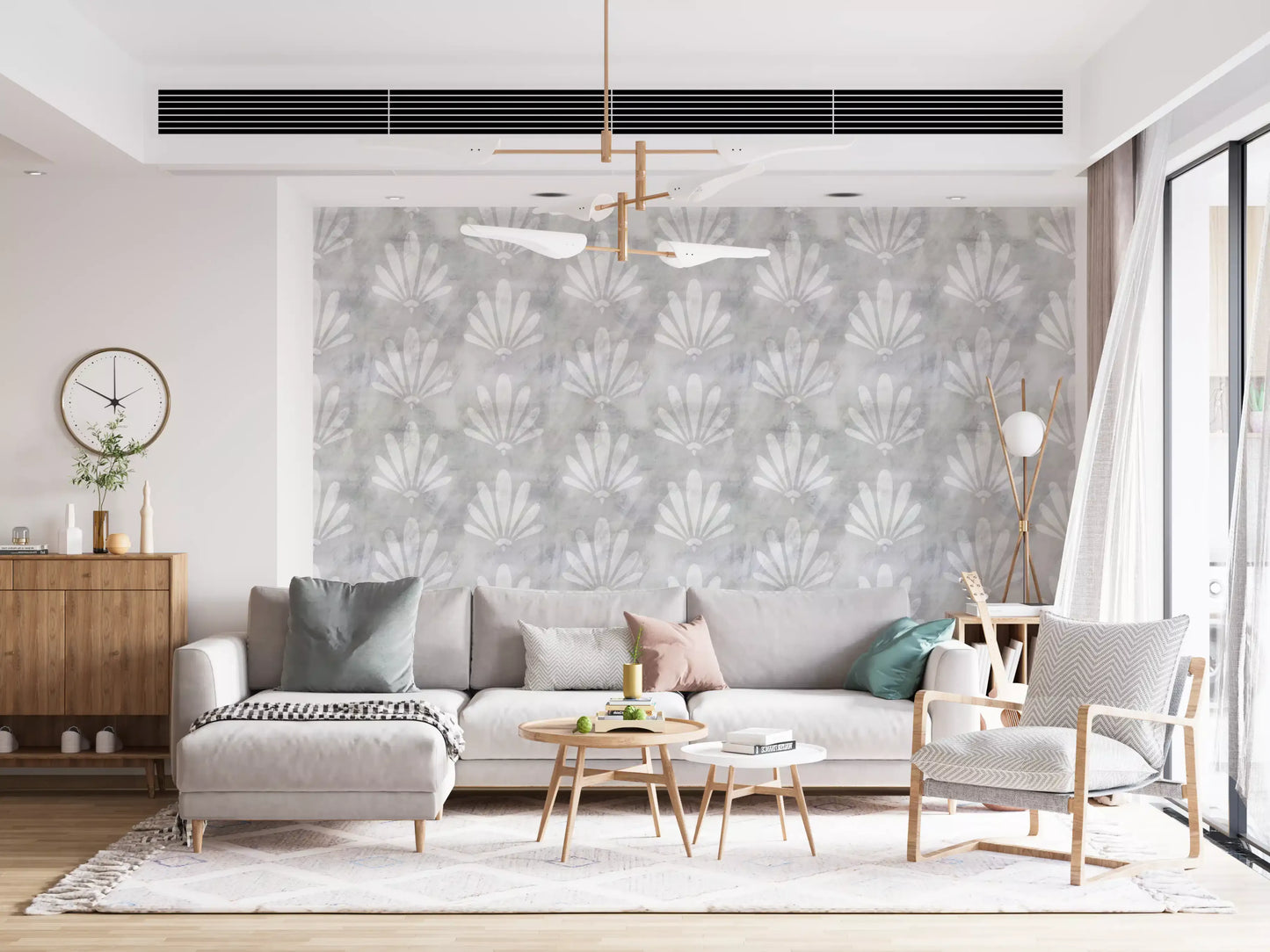 Minimalist Fan Pattern in Grey Wallpaper⁠