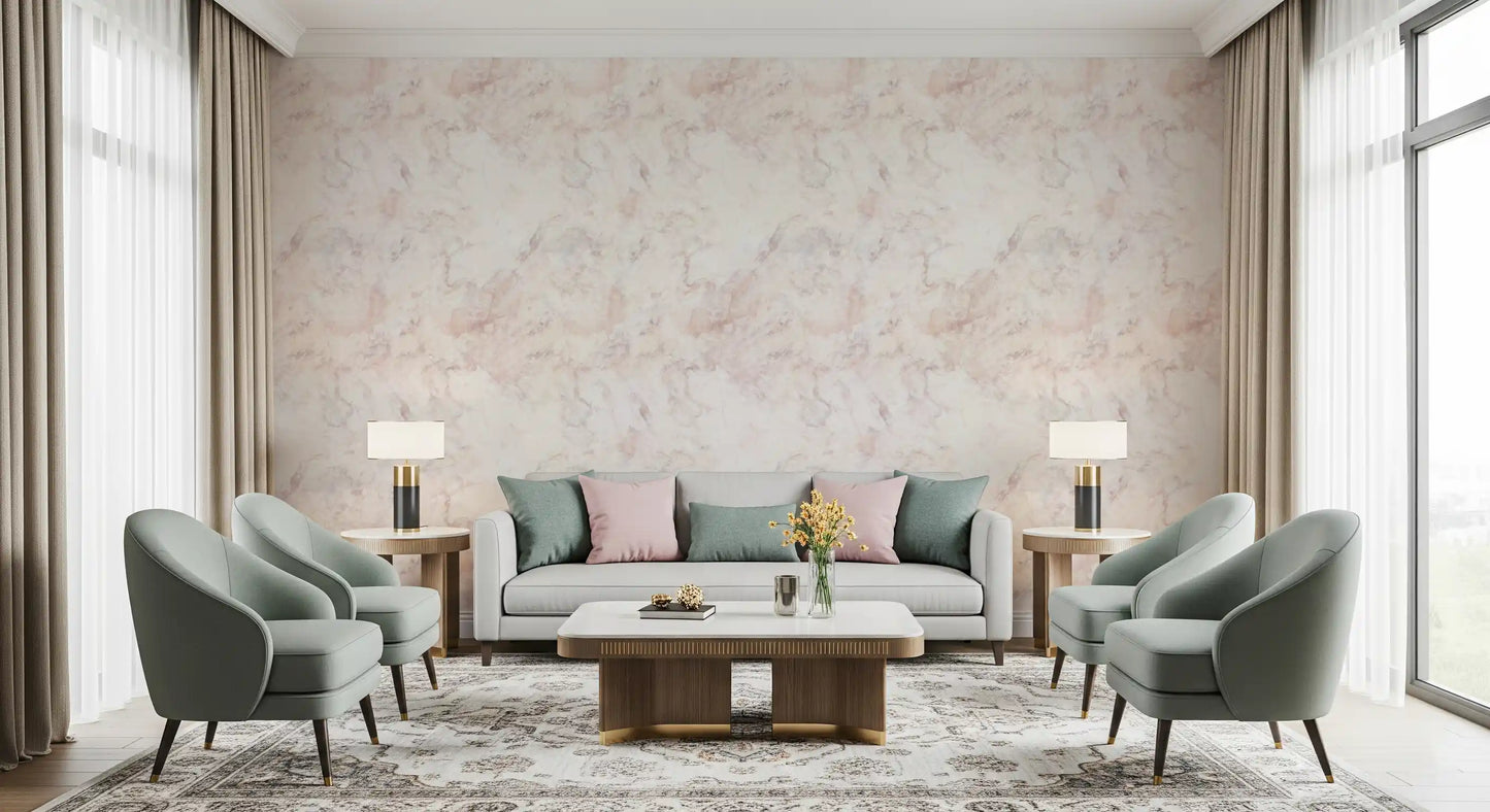 Soft Blush Marble Vein Wallpaper⁠